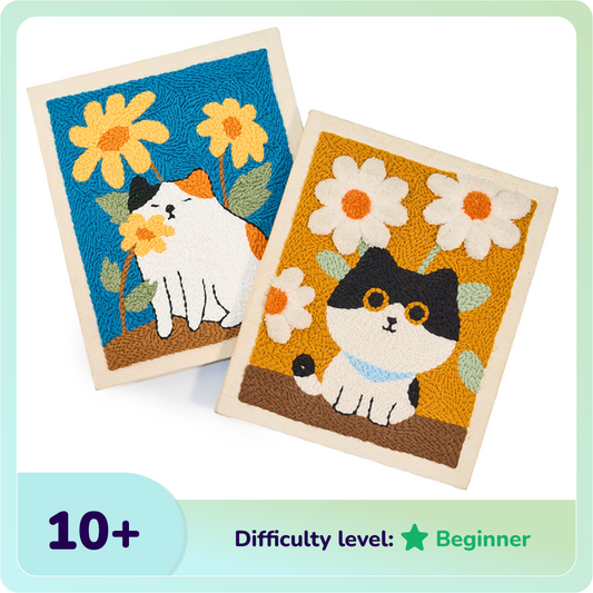 Blossom Kitty & Tabby Cat Punch Needle Bundle